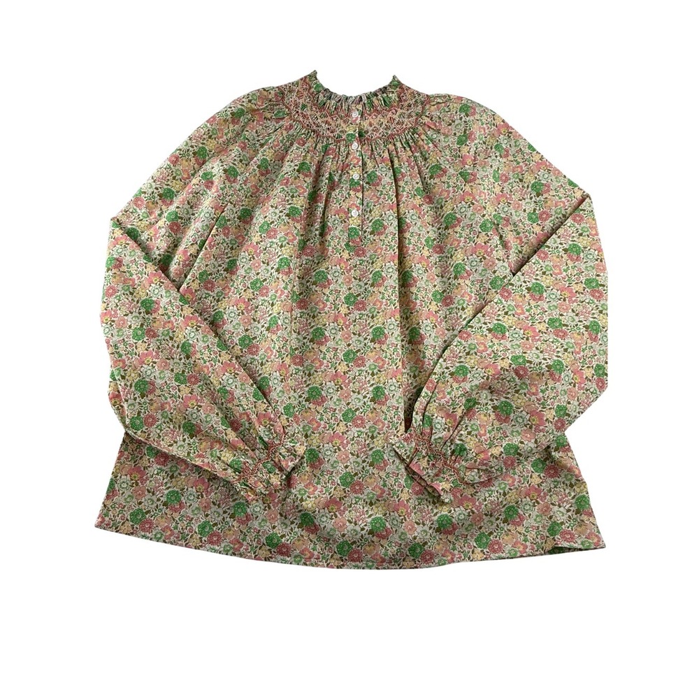 Bonpoint Liberty Floral Smocked Blouse Girls Size 14A Petal Embroidered Cotton - Picture 6 of 14